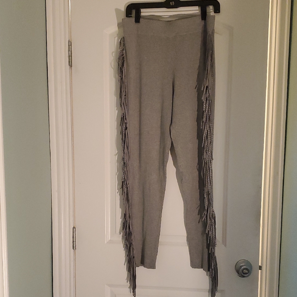 AKIRA Heather Gray Fringe Leggings